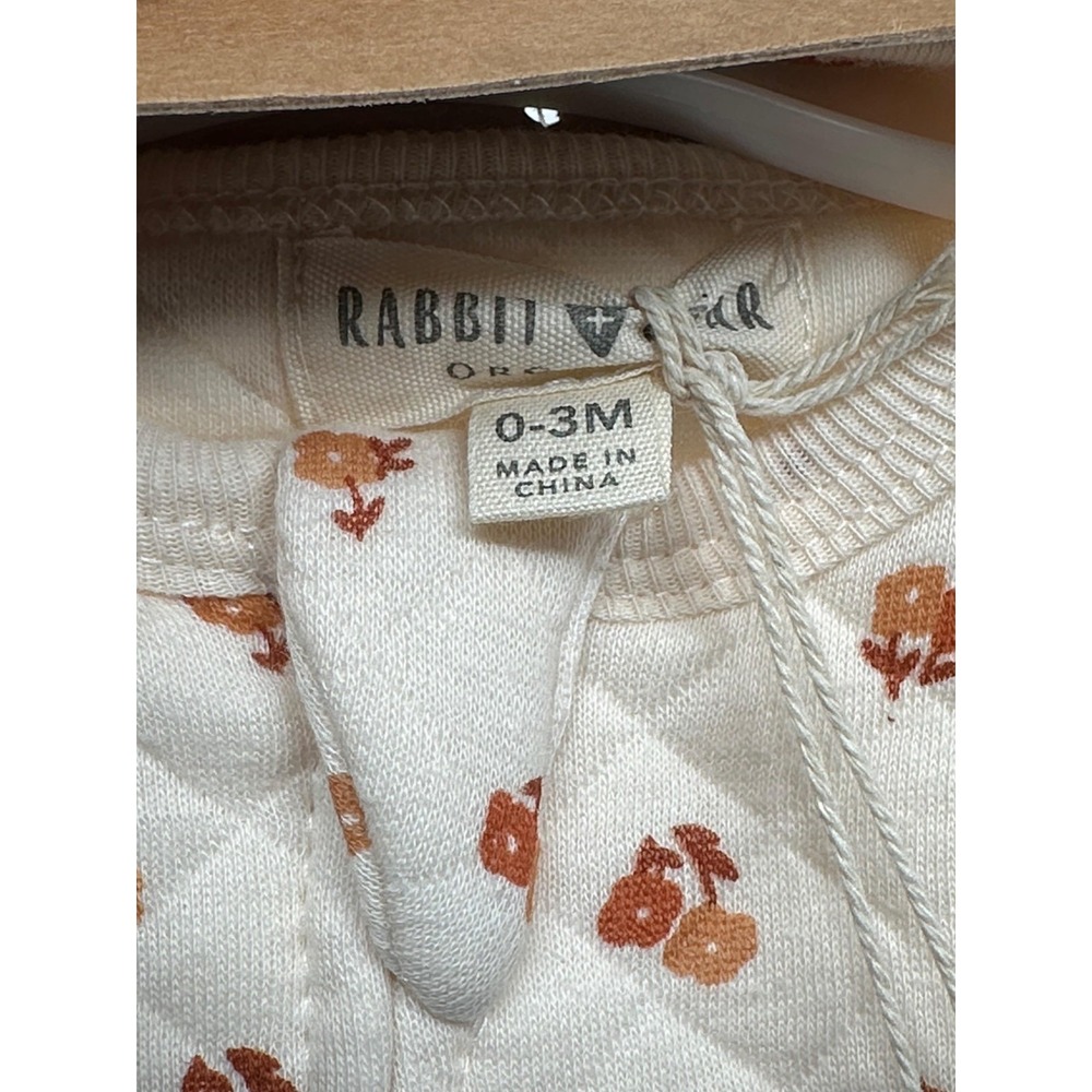 Rabbit + Bear 2 Piece Set Baby Girl 0-3M Organic Floral Quilted Zip Headband NWT - Picture 8 of 10
